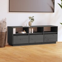 vidaXL TV Cabinet Gray 55.1"x14.6"x19.7" Solid Wood Pine - 55.1" x 14.6 ...